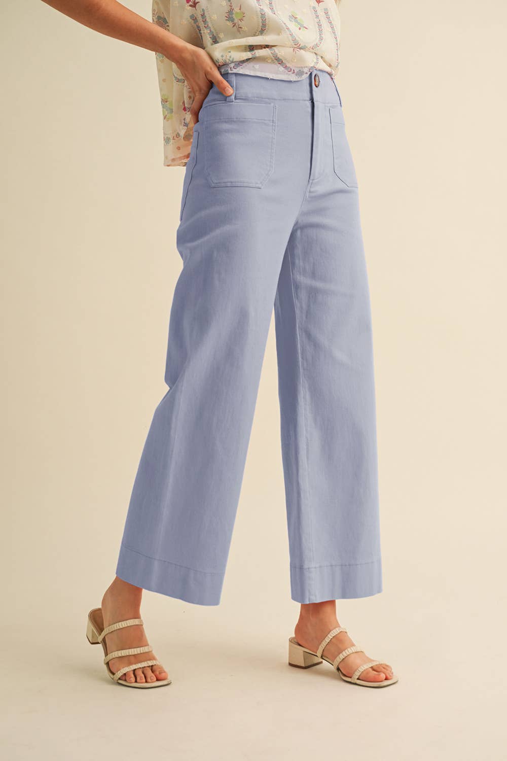 High Waist Cropped Wide Leg Pants