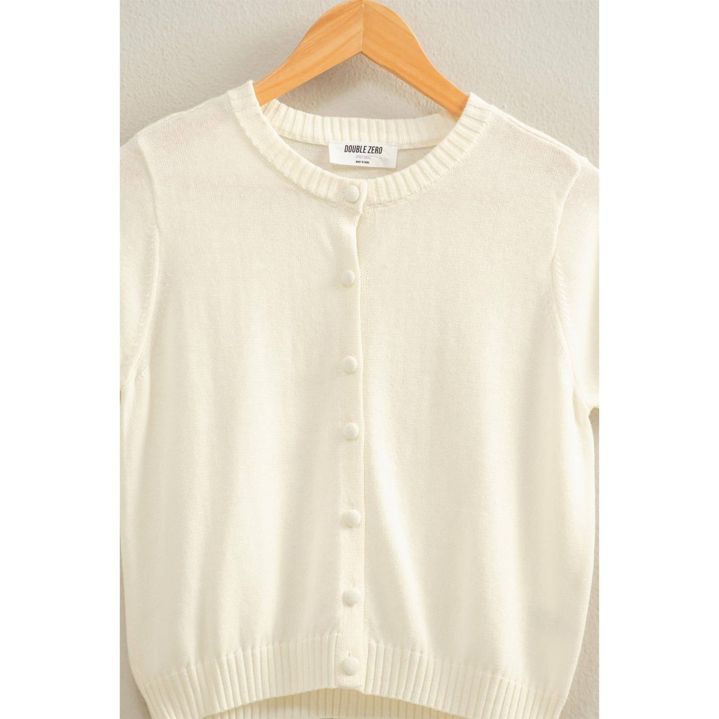 Crew Neck Short Sleeve Buttoned Cardigan