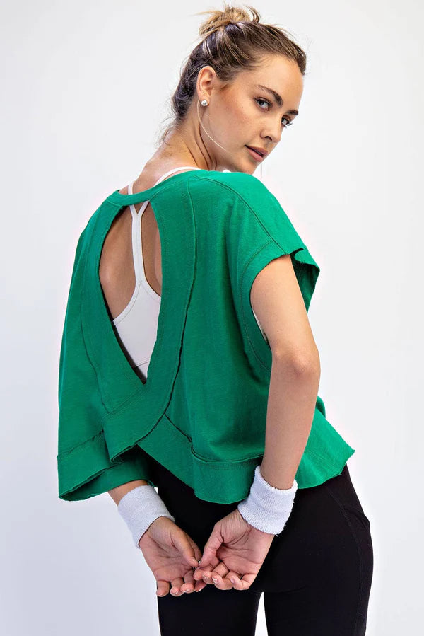 Cotton Slub Open Back Top