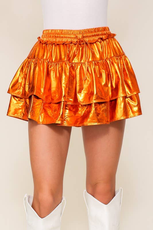 Purple Metallic Tiered Skort