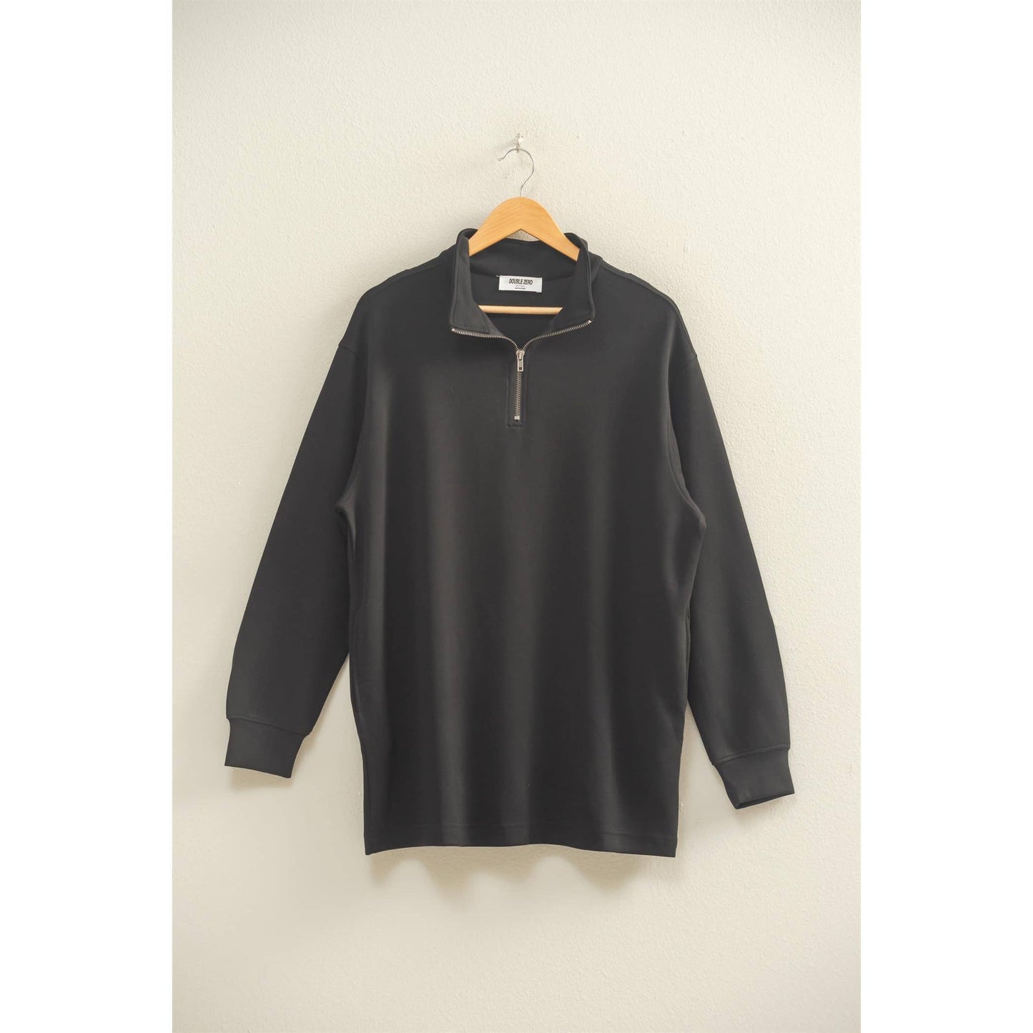 Double Knit Half Zip Up Long Sleeve Mini Dress