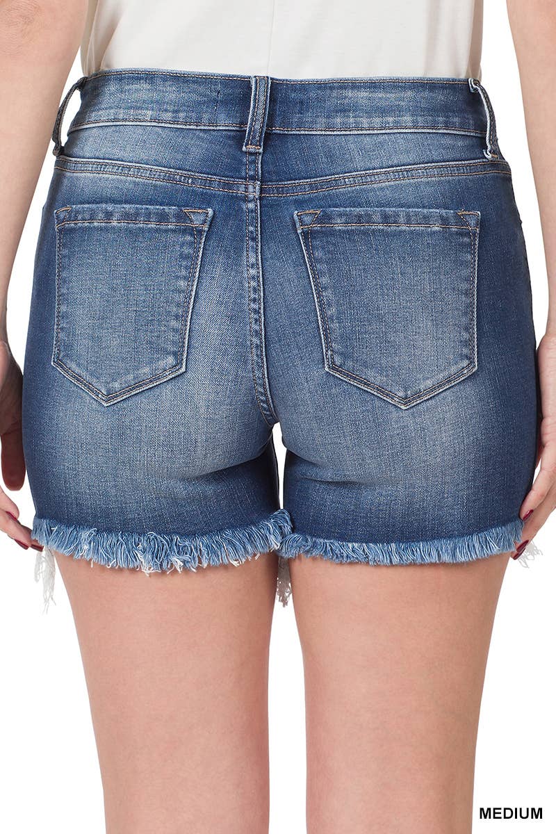 Raw Frayed Hem Denim Shorts