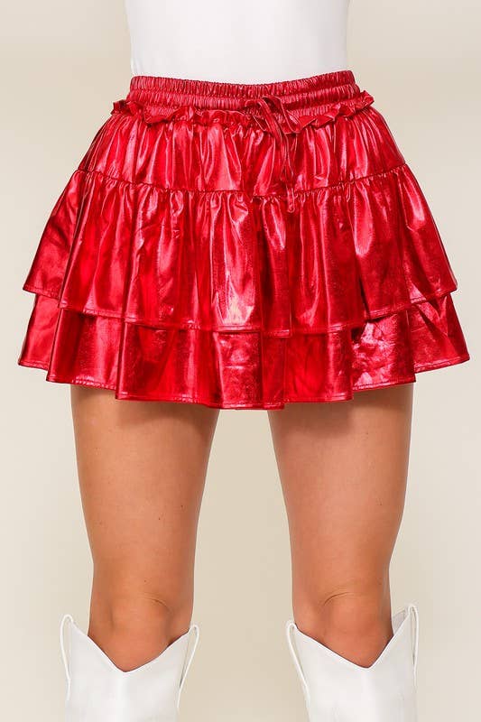Purple Metallic Tiered Skort