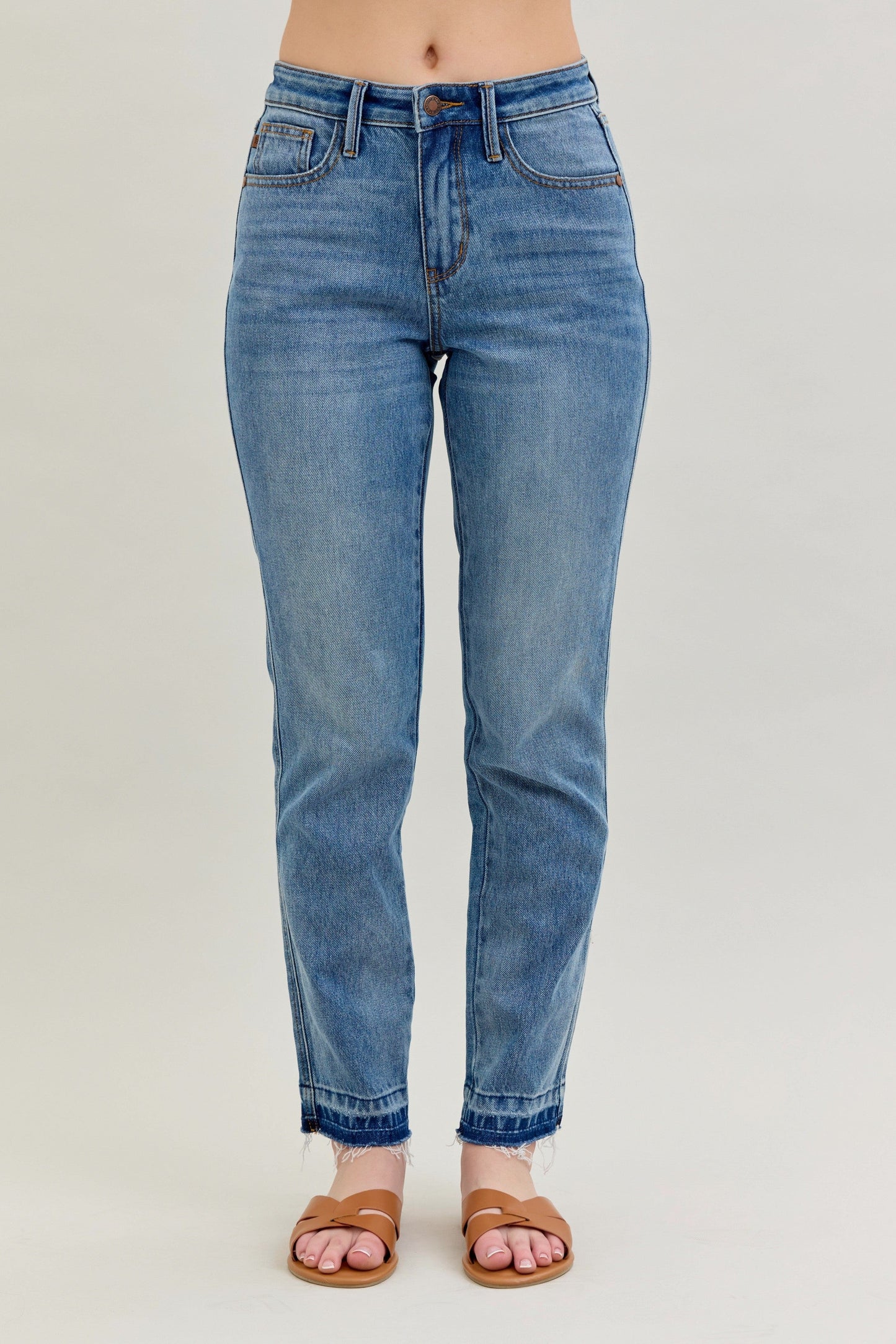 Judy Blue Mid Rise Released Hem Boyfriend Jeans