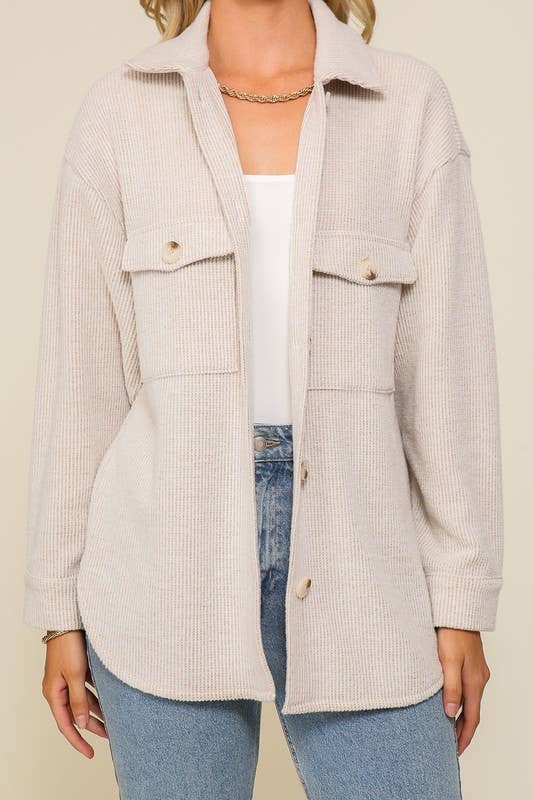 Forest Green Brushed Corded Shacket