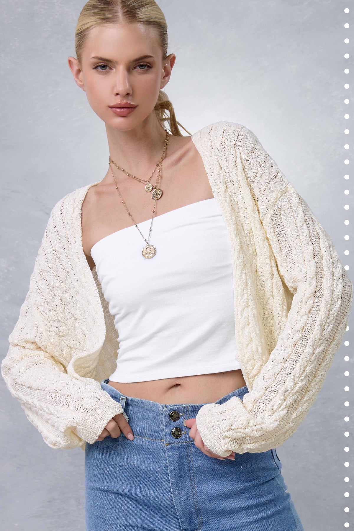 Dolman Sleeve Boho Cable Knit Cocoon Cardigan