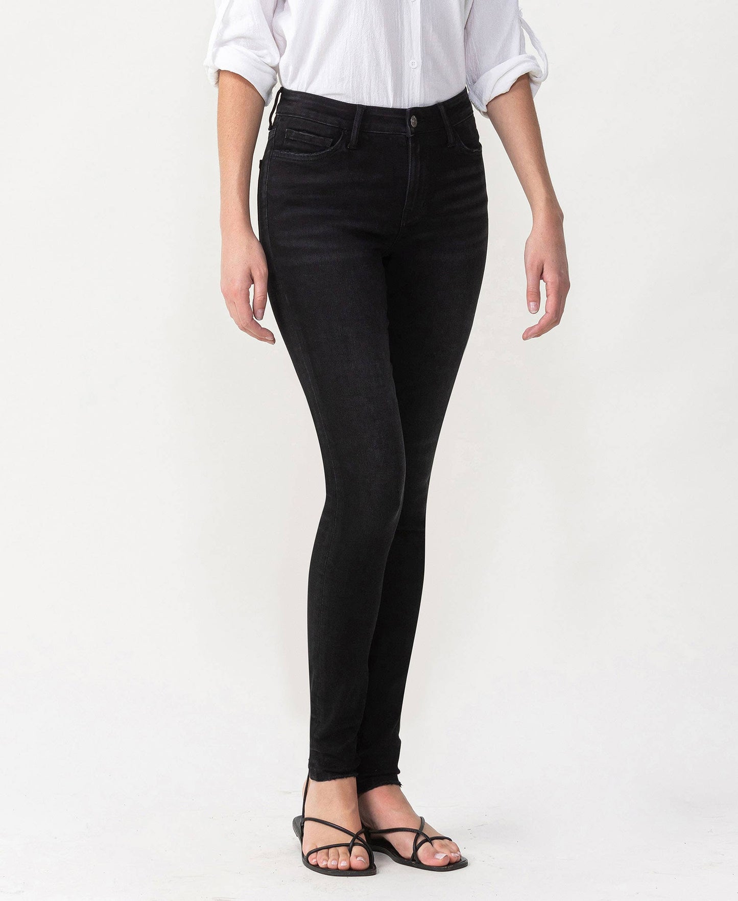 Black Mid Rise Ankle Skinny Jeans