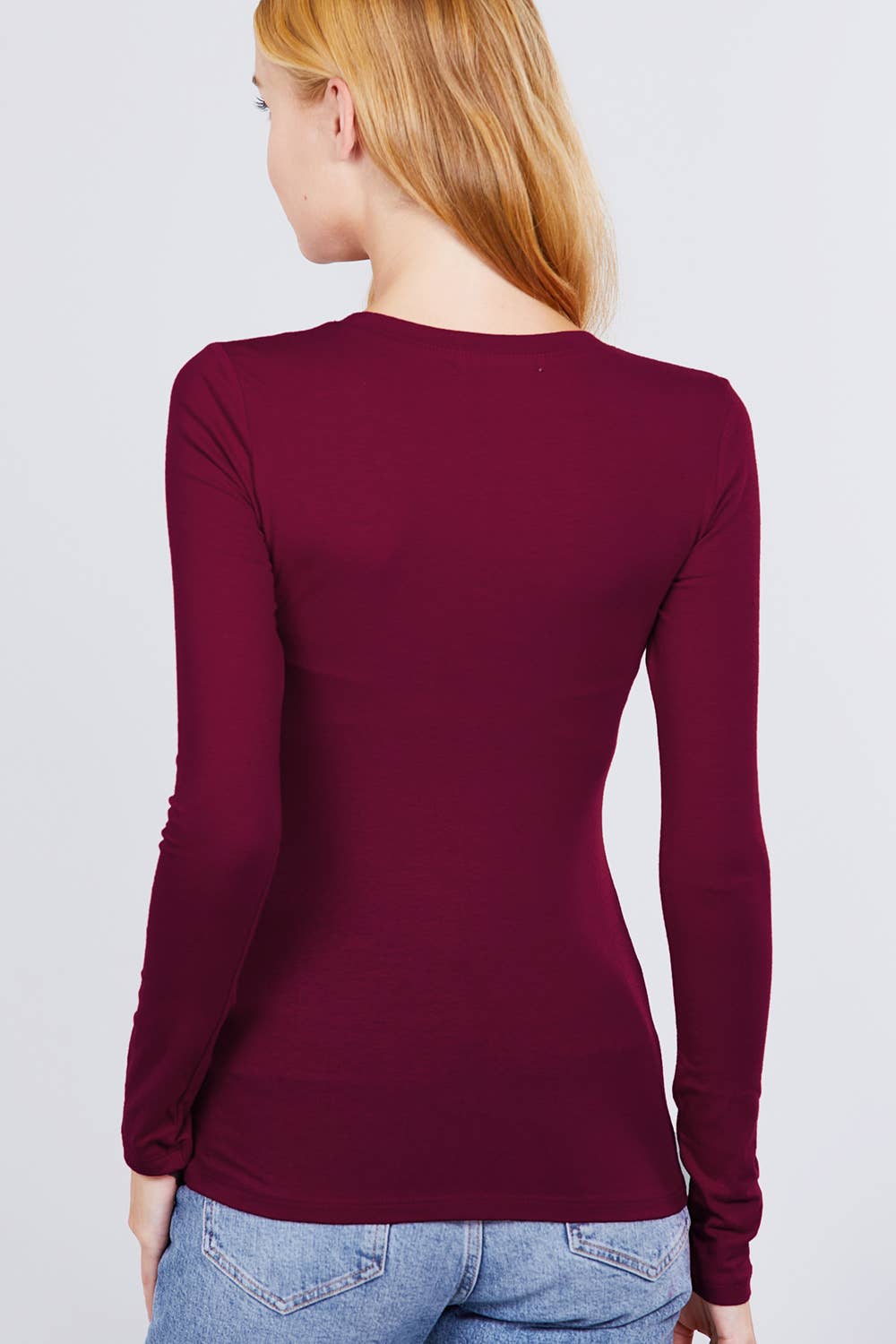 Long Sleeve Crew Neck Cotton Spandex Jersey Top