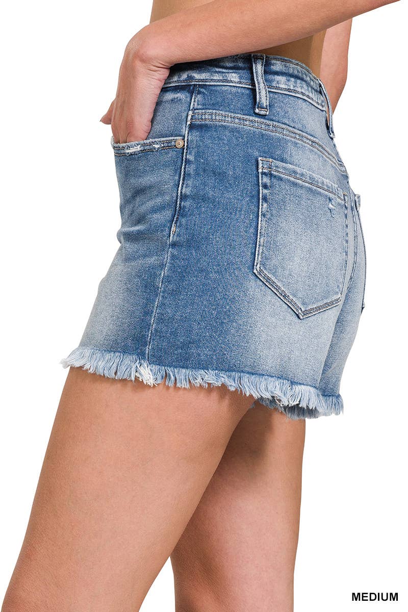 Raw Frayed Hem Denim Shorts