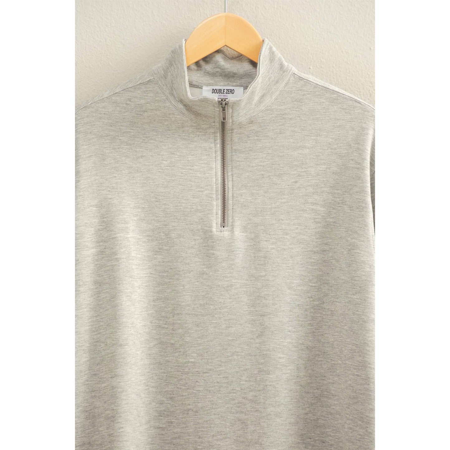 Double Knit Half Zip Up Long Sleeve Mini Dress