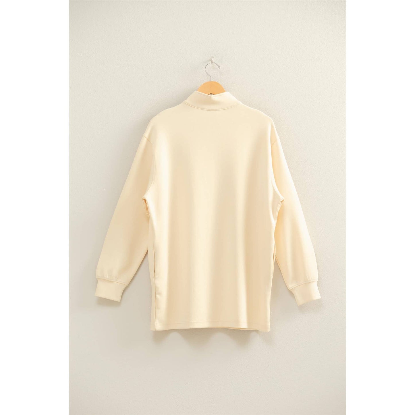 Double Knit Half Zip Up Long Sleeve Mini Dress