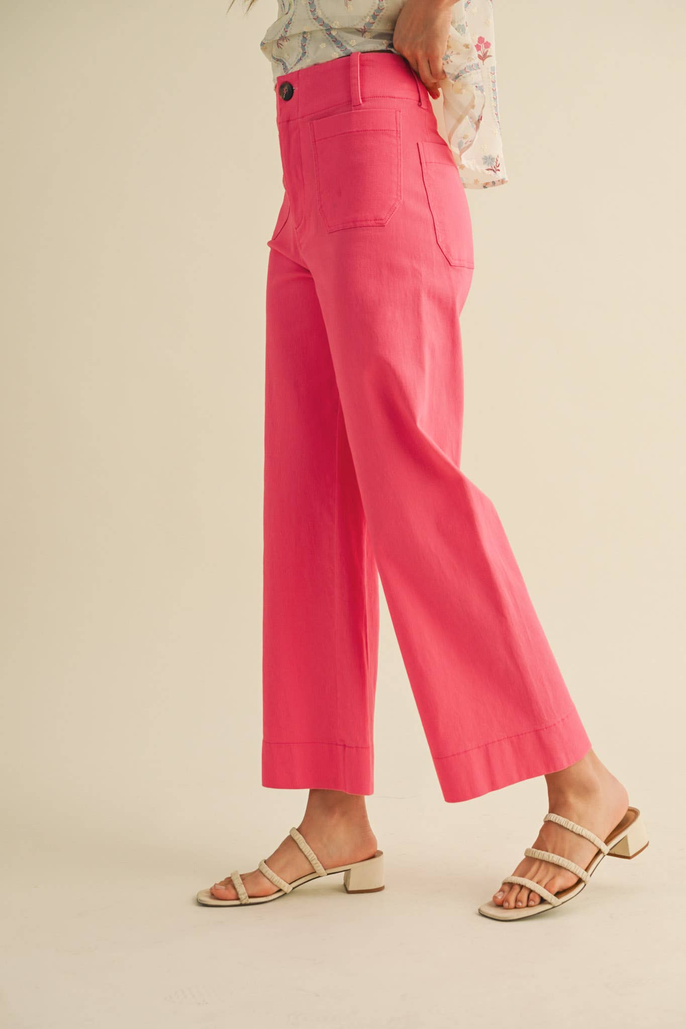 High Waist Cropped Wide Leg Pants