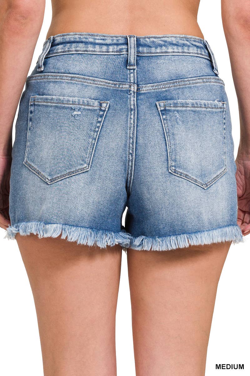 Raw Frayed Hem Denim Shorts