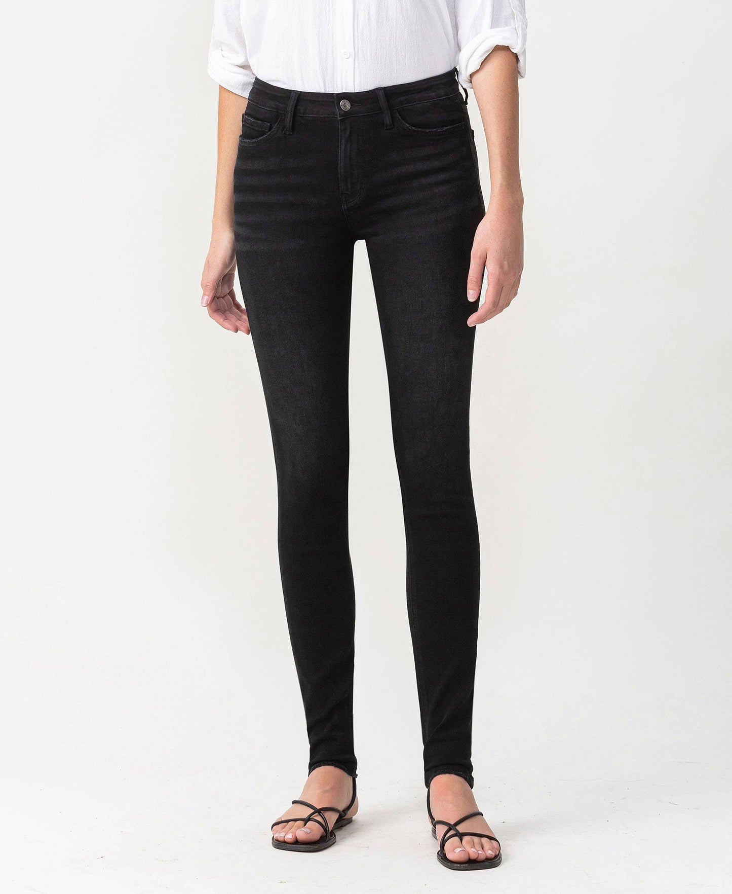 Black Mid Rise Ankle Skinny Jeans