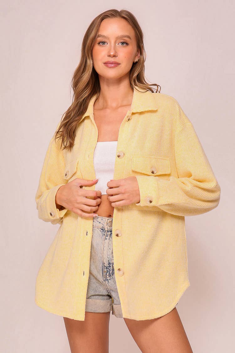 Forest Green Brushed Corded Shacket