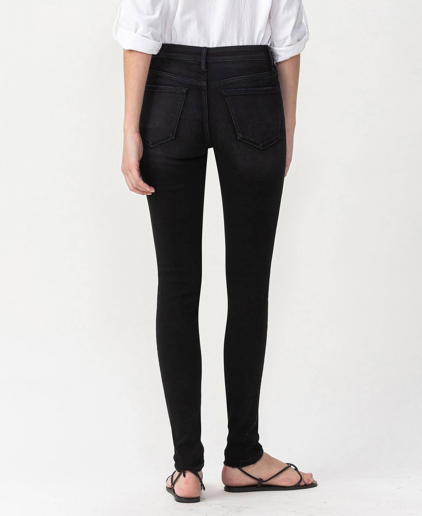 Black Mid Rise Ankle Skinny Jeans