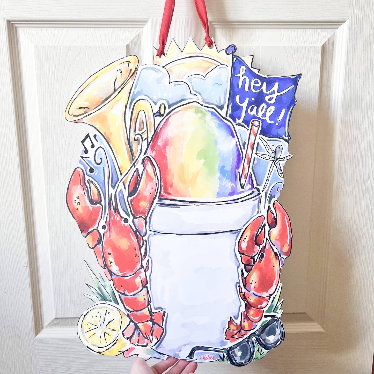 Southern Summertime Door Hanger - Sno-Ball, Crawfish, Y'all