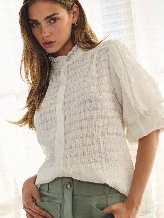 White Textured Blouse