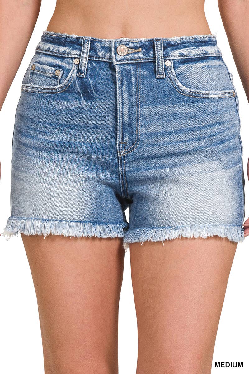 Raw Frayed Hem Denim Shorts