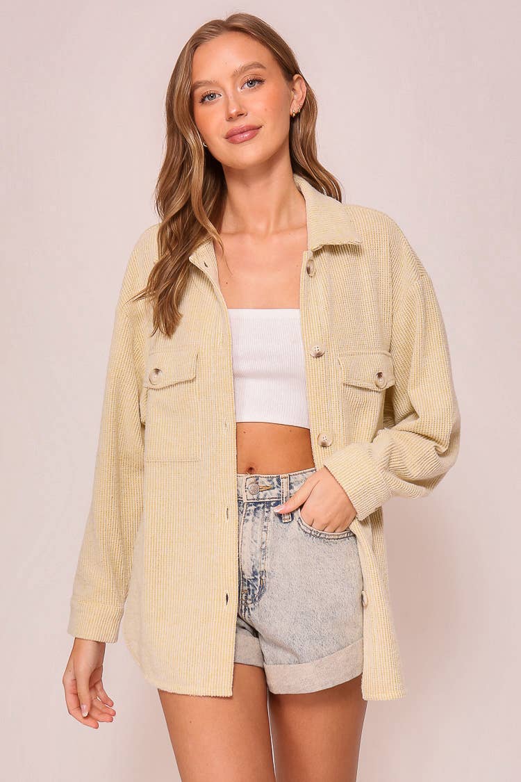 Forest Green Brushed Corded Shacket