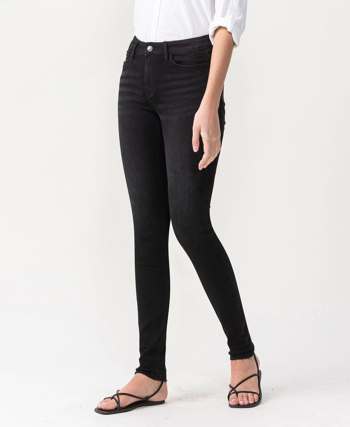 Black Mid Rise Ankle Skinny Jeans