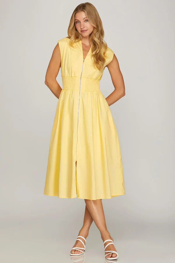 Pale Yellow Midi Dress