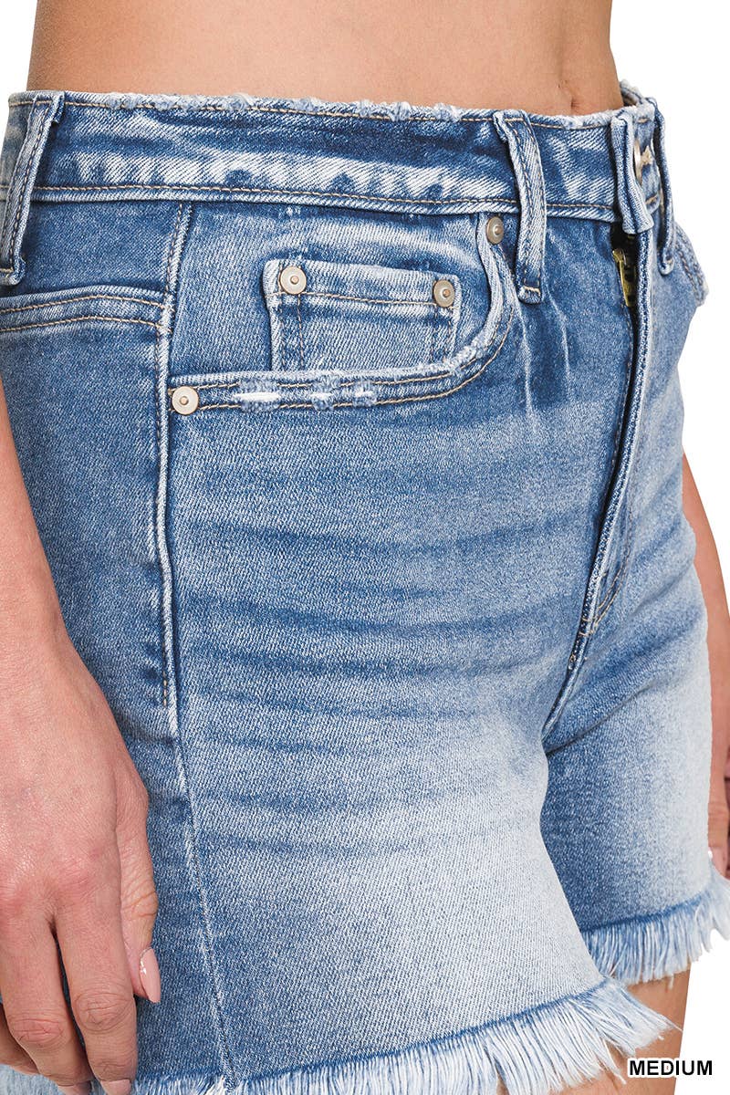 Raw Frayed Hem Denim Shorts