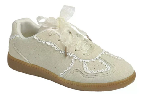 Beige Lace Detail Sneakers