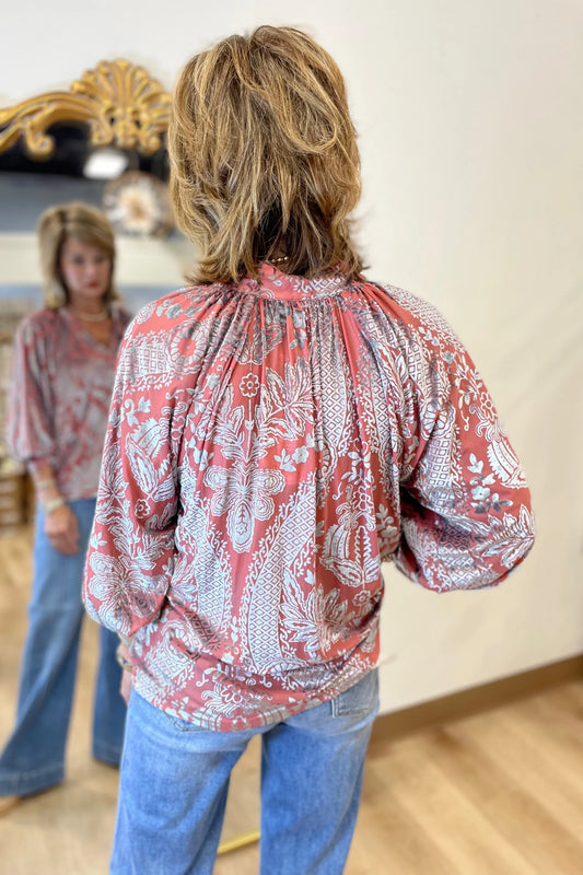 Umgee velvet rose blouse