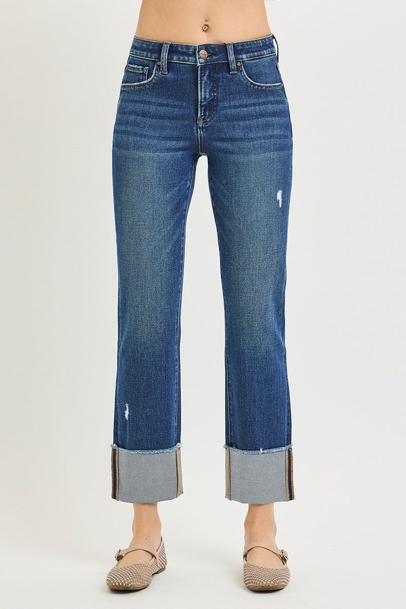 The Hollis Risen Tummy Control Cuffed Straight Jeans