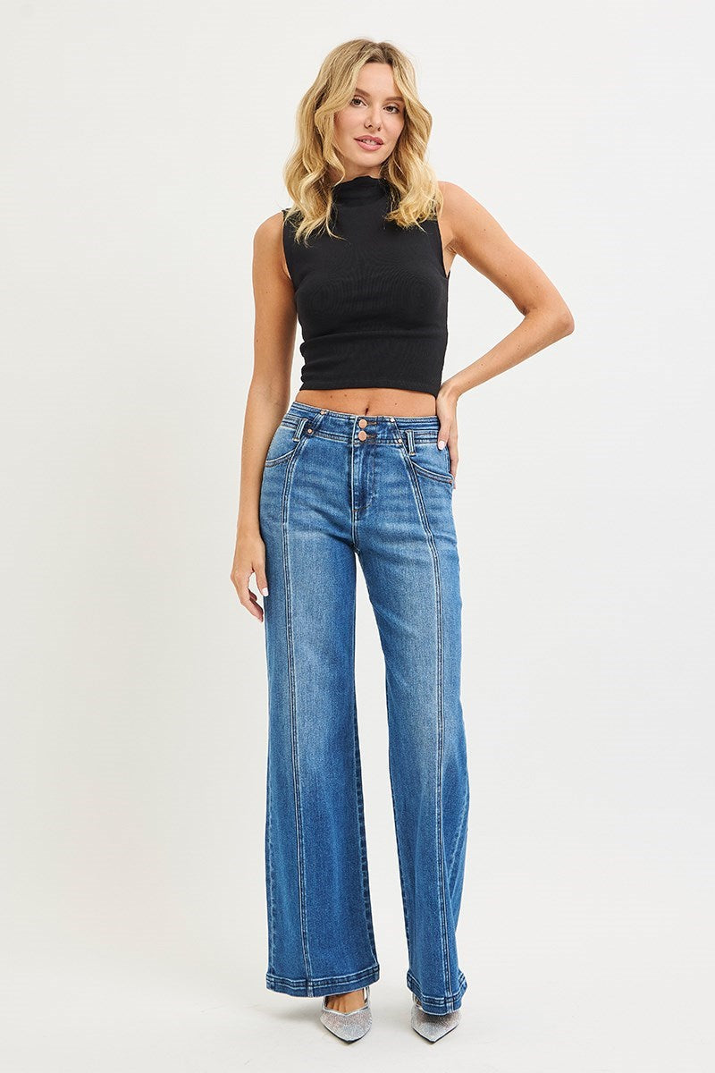 Risen | The Parker Double Waist Wide Leg Jeans