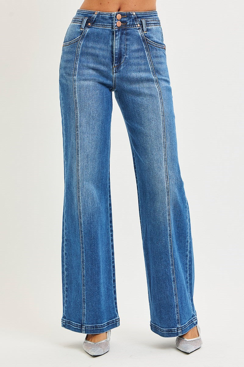 Risen | The Hudson Front Seam Wide Leg Jeans