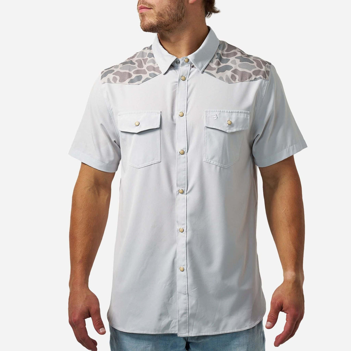 Burlebo light gray performance western shirt