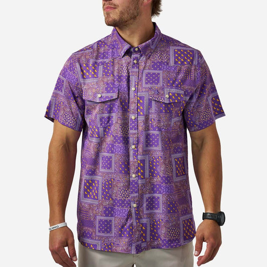 Burlebo Purple Gold Paisley Button Up