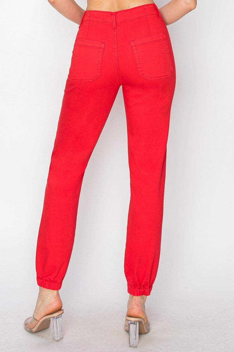 Risen Red High Rise Crop Joggers
