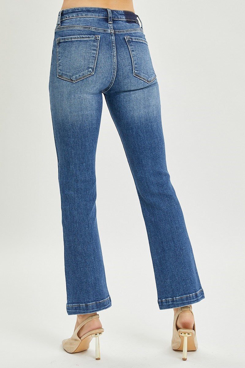 Risen High Rise Ankle Bootcut Patch Pocket Jeans