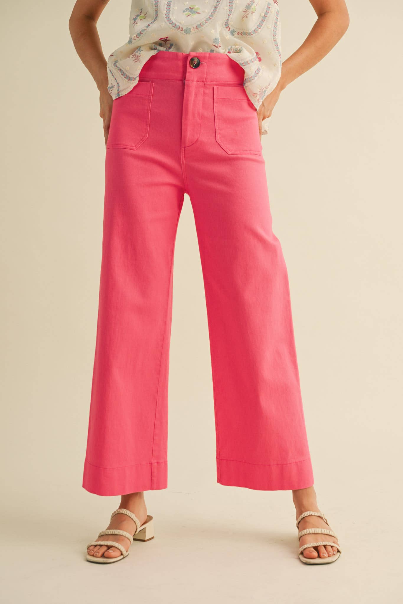 High Waist Cropped Wide Leg Pants