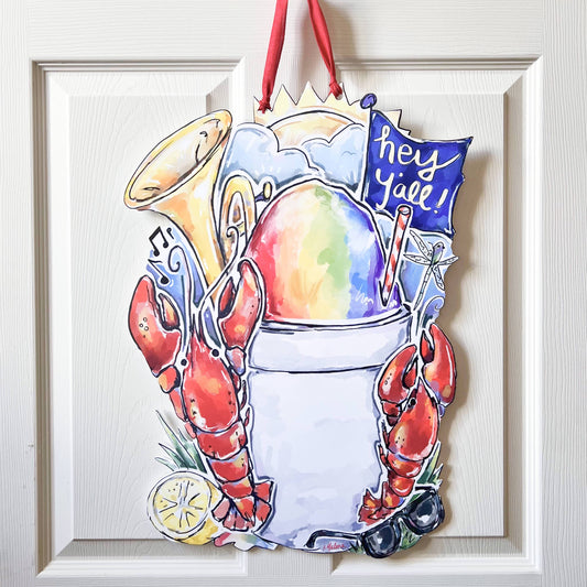 Southern Summertime Door Hanger - Sno-Ball, Crawfish, Y'all