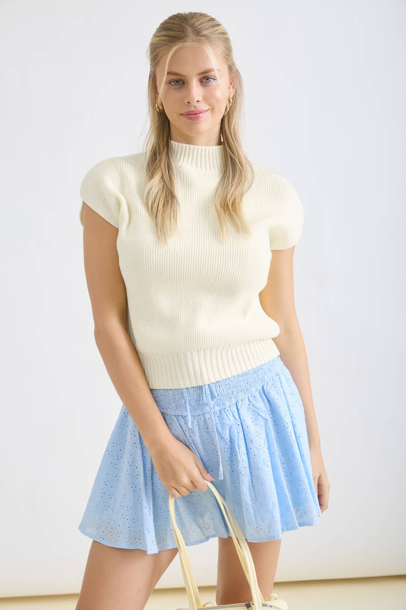 Mock Neck Knit Pullover Sweater