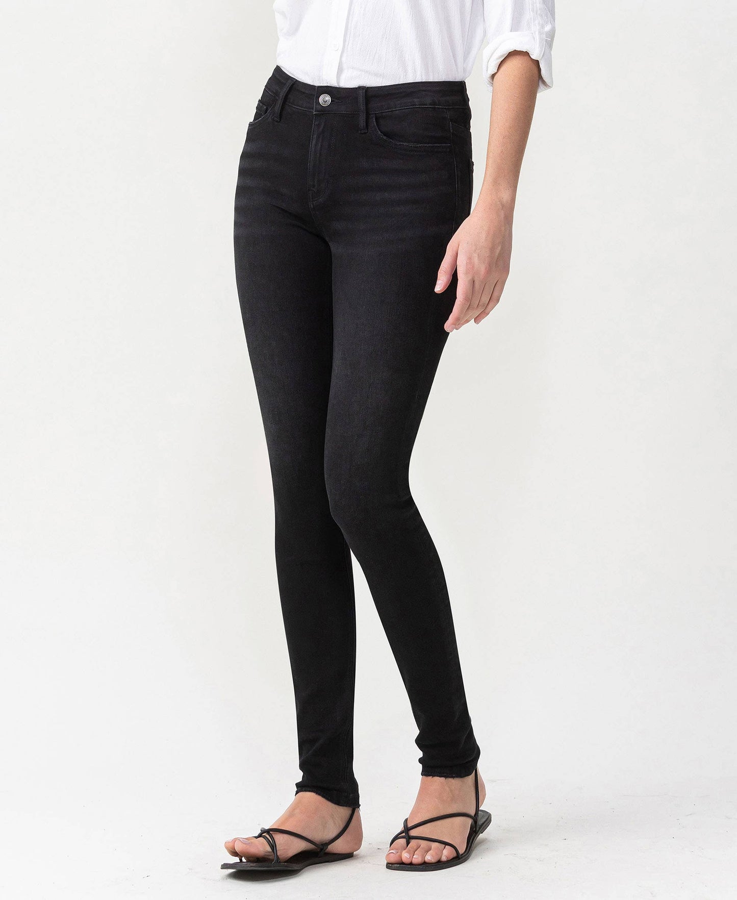 Black Mid Rise Ankle Skinny Jeans