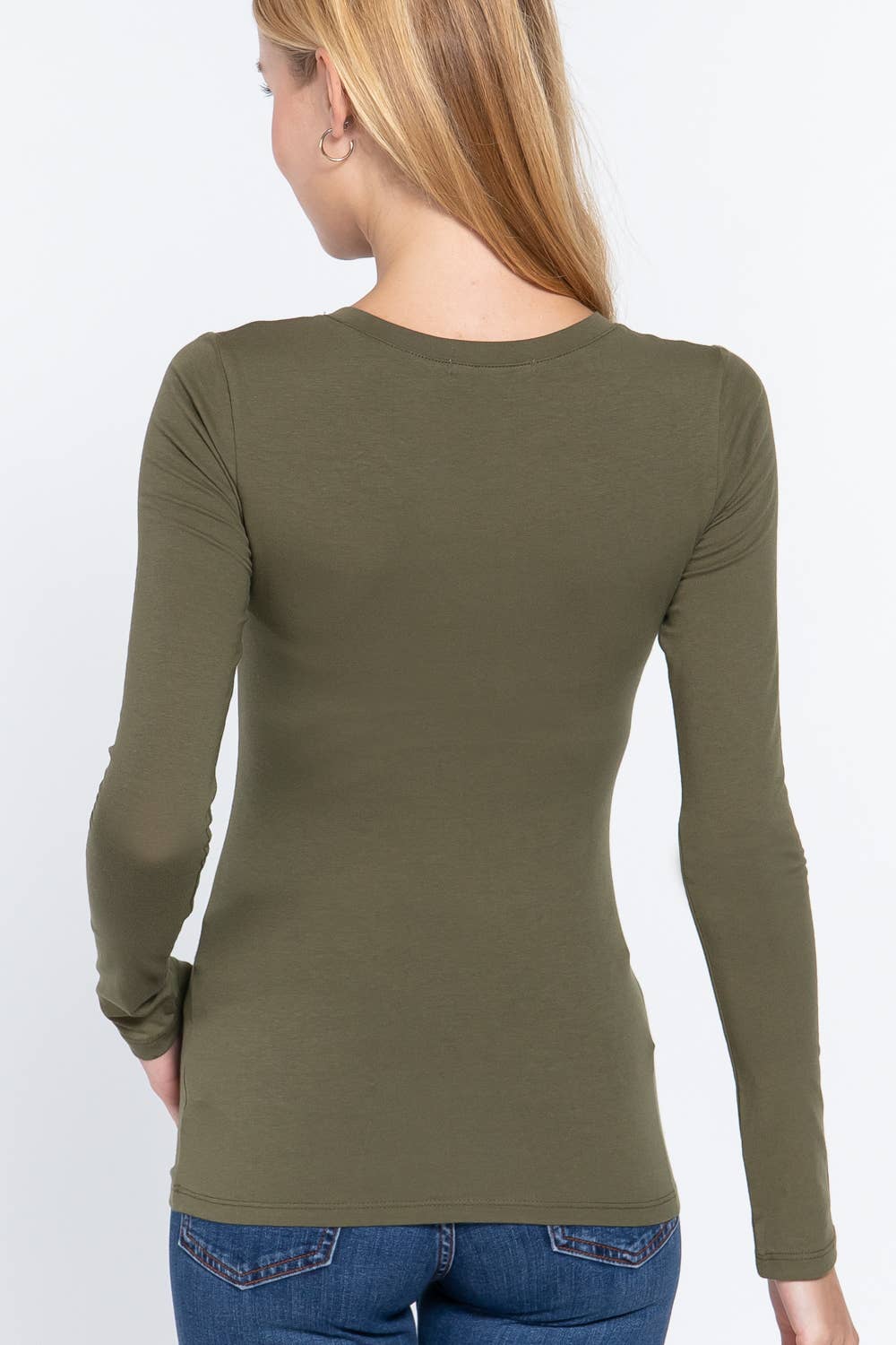 Long Sleeve Crew Neck Cotton Spandex Jersey Top