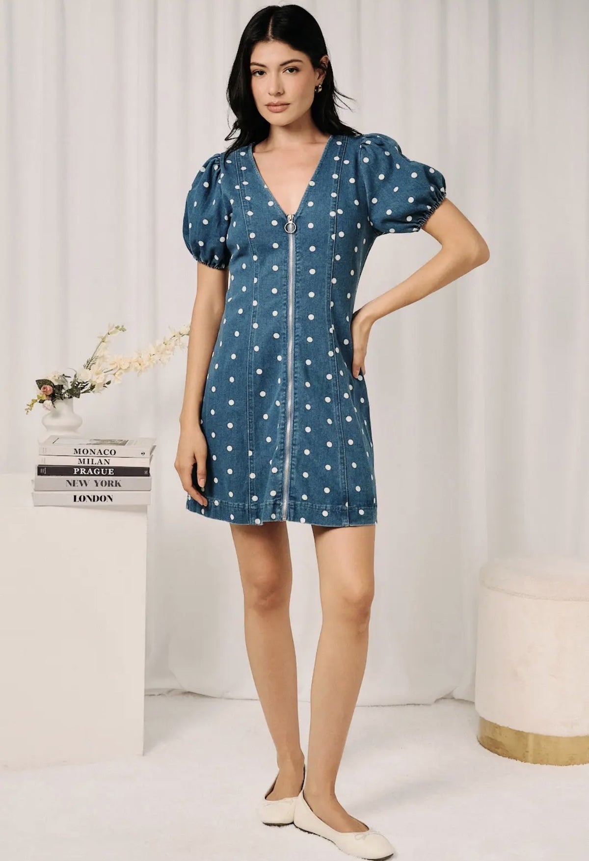 Denim Dot Dress