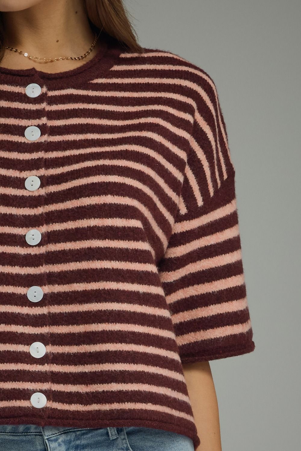 The Aspen Short Sleeve Stripe Sweater