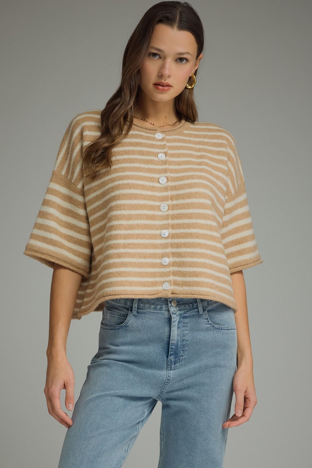 The Aspen Short Sleeve Stripe Sweater