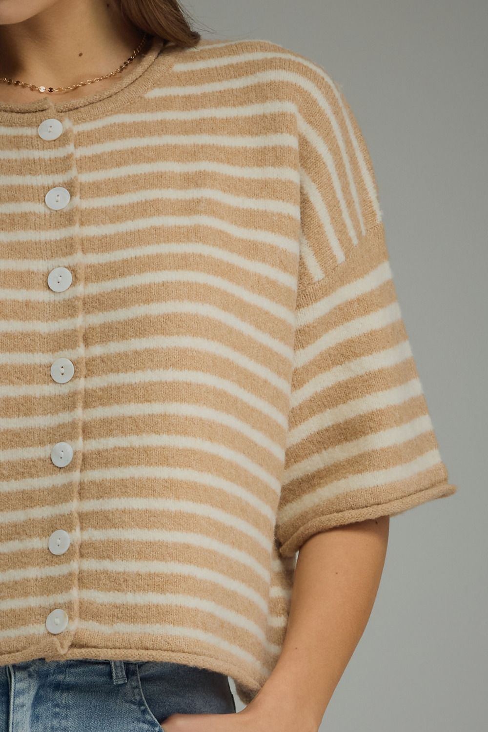 The Aspen Short Sleeve Stripe Sweater