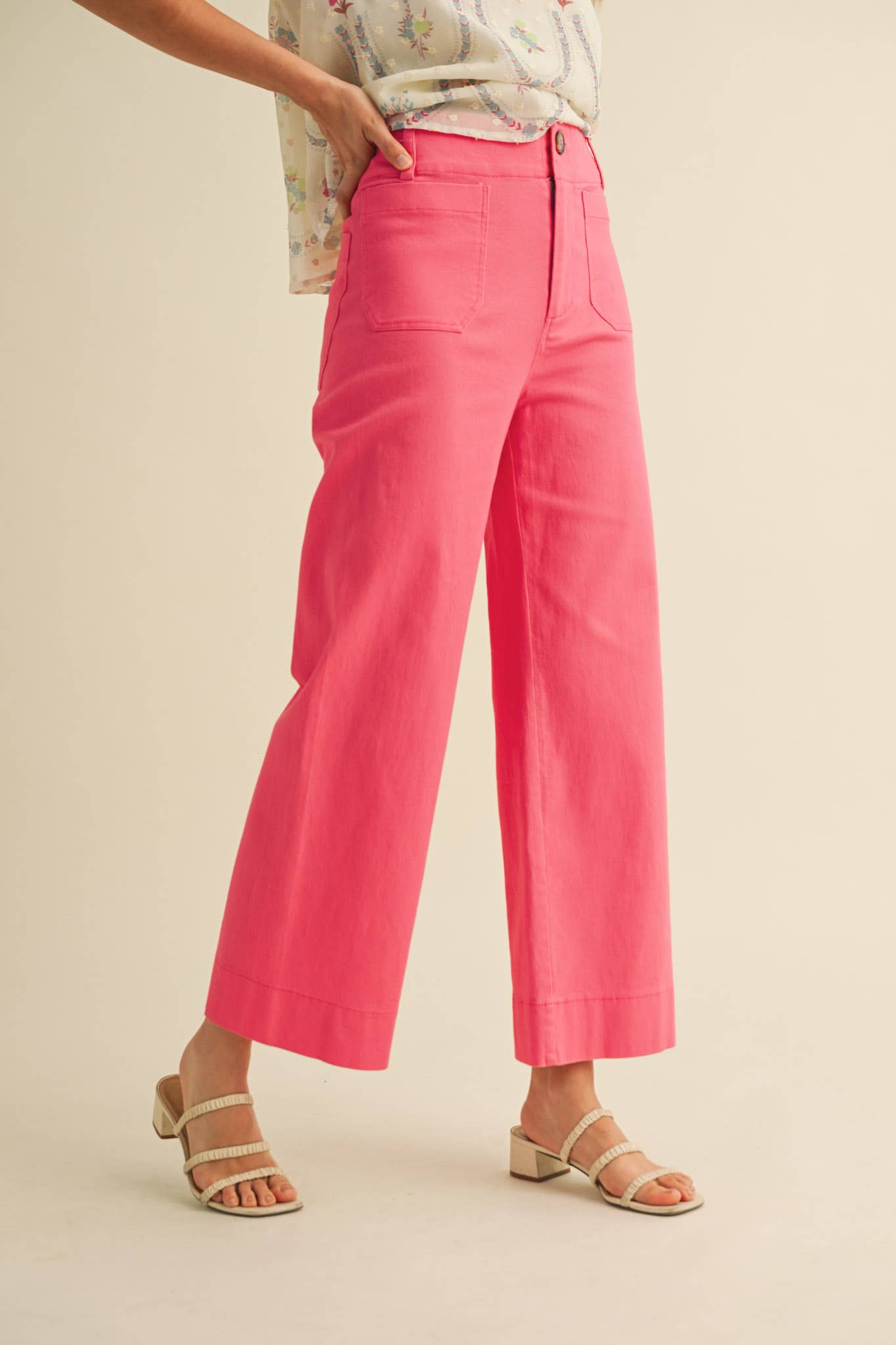 High Waist Cropped Wide Leg Pants