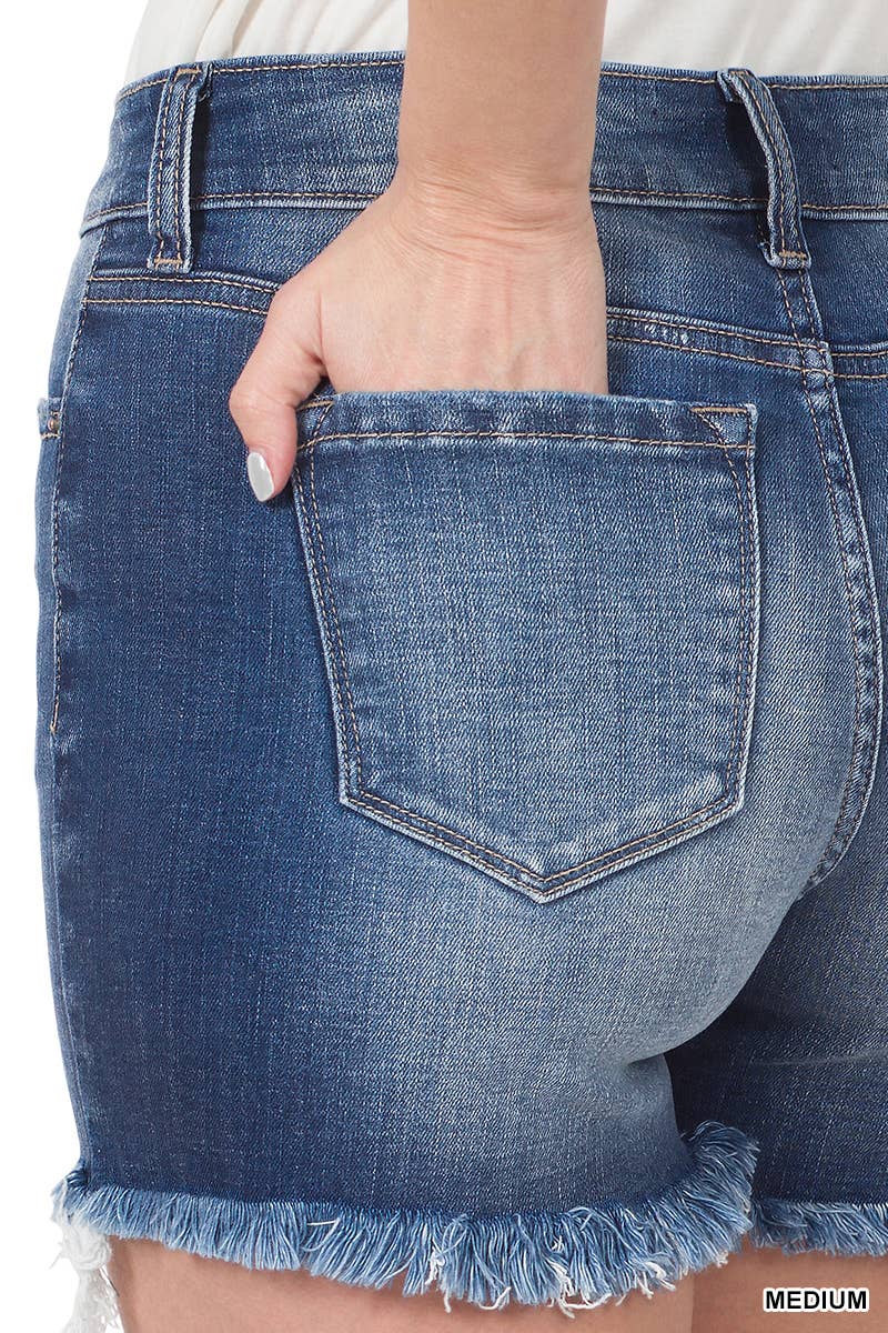 Raw Frayed Hem Denim Shorts