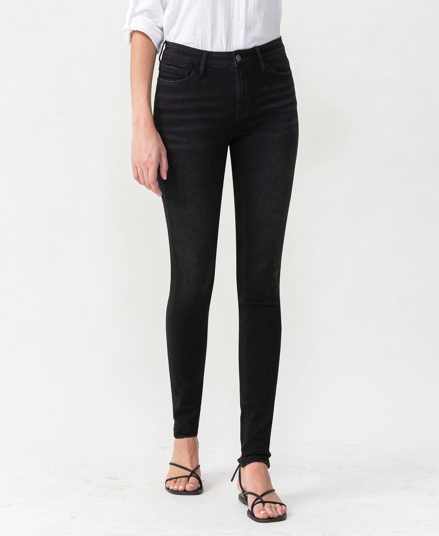 Black Mid Rise Ankle Skinny Jeans