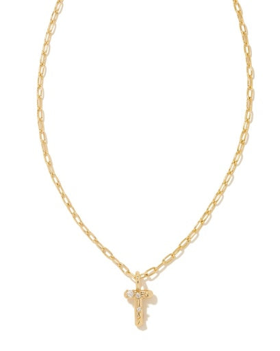 CRYSTAL LETTER T SHORT PENDANT NECKLACE