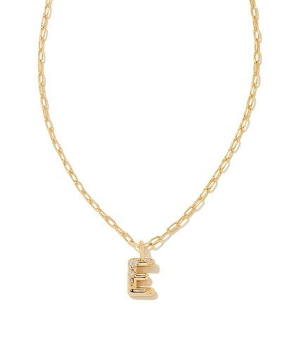 CRYSTAL LETTER E SHORT PENDANT NECKLACE